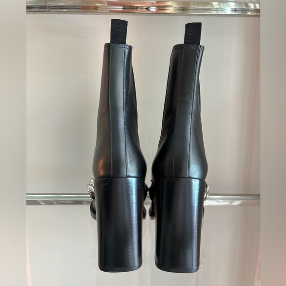 *NEW* Givenchy 37.5 Chain Chelsea Biker Ankle Boots Black Leather 105 Heel - Picture 3 of 8